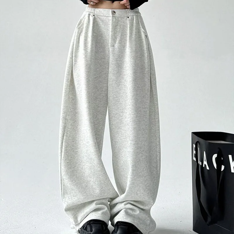 Solid Simple Baggy Sweatpants Women Y2K Streetwear High Waist Wide Leg Trousers Woman All-match Oversize Loose Sports Pants 2025