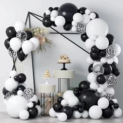 127Pcs Black and White Balloon Garland Arch Kit Confetti Latex Balloons for Baby Shower Birthday Graduation Wedding Party Decor
