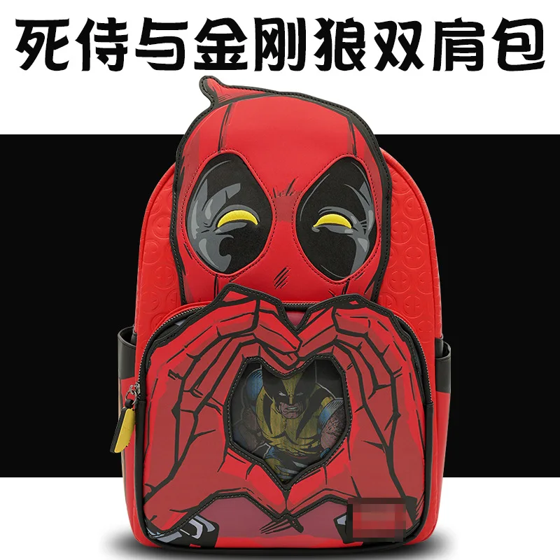 

New Loungefly Marvel Deadpool and Wolverine Peripheral Student School Bag Cartoon Backpack Boy Birthday Gift Christmas Gift