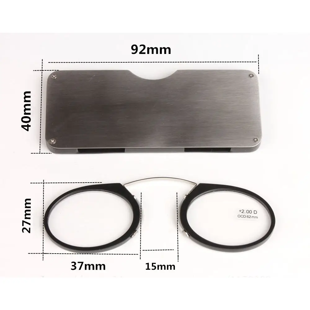 Tragbare Lesebrille mit Clip-Nasenbügel für Männer und Frauen, ultraleichte, ultradünne Presbyopie-Brille mit Original-Etui – Detail 7