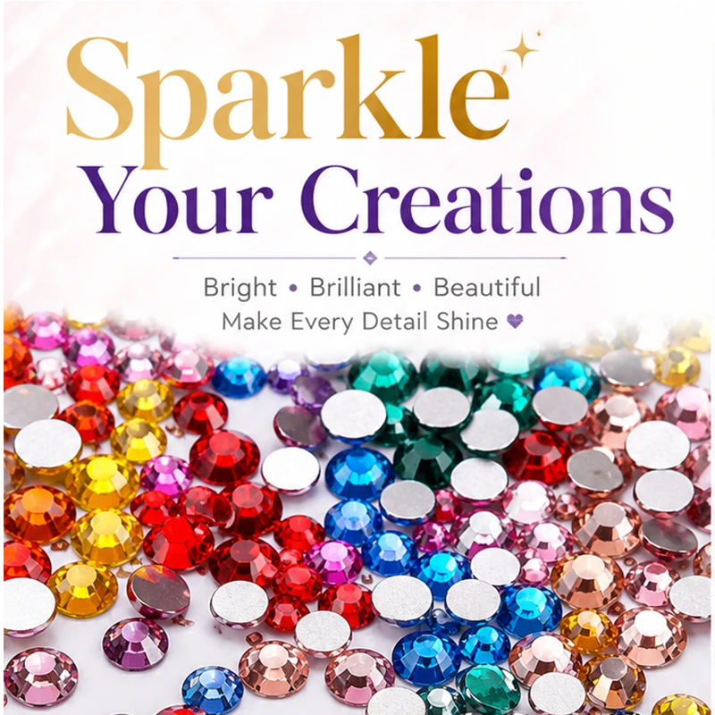 SS4-SS30 Colorful Non Hotfix Rhinestones Glitter Crystal Strass Diamond Rhinestones For Garment Nail art Decorations