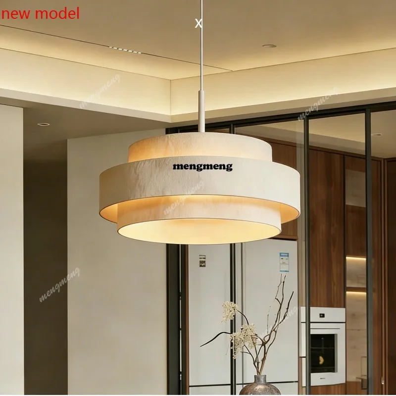 

M138Yeguo new Chinese round chandelier living room dining room bedroom zen fabric lamps
