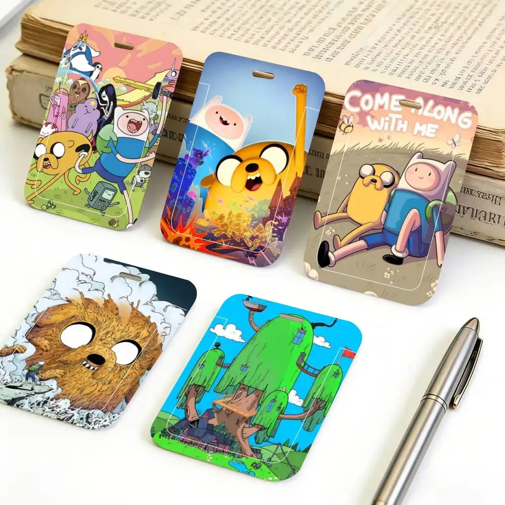 Anime A-Adventure T-Time ID Card Holder Lanyard Covers Women Men Work Permit Holder Students Kids Bus Cards Case
