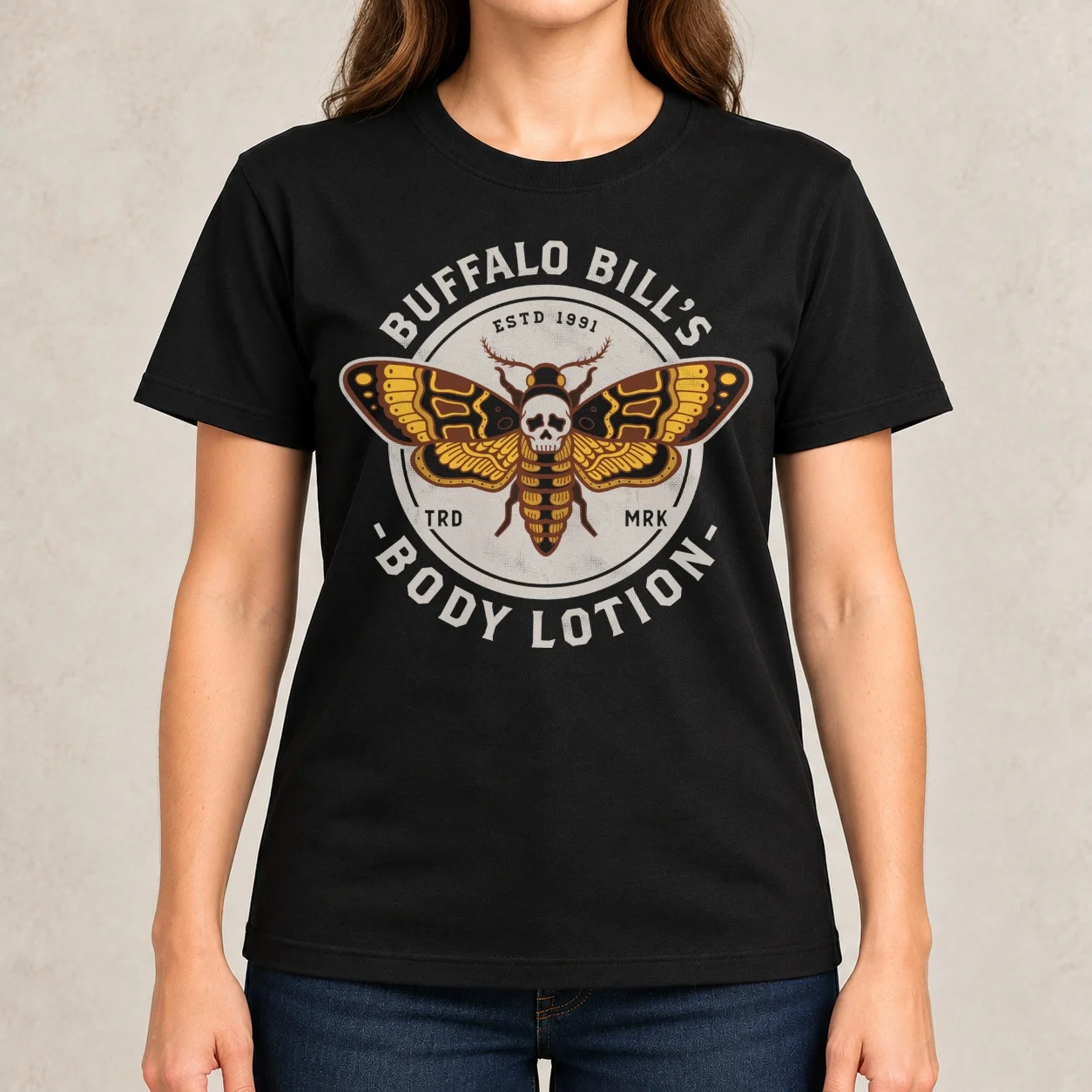 Buffalo Bill's Body Lotion - Death's Head Moth - Horror - Distressed Vintage Design Women T-Shirt