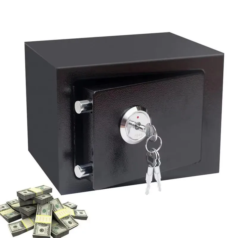 Safe Box Steel Security Safe And Lock Box With Electronic Keypad Fireproof Home Safe Dual Key System Secure Cash Jewelry IDbox