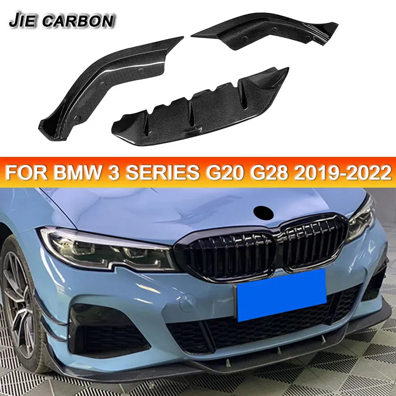 For BMW 3 Series G20 G28 325li 330li 2019-2022 M Sports Carbon Fiber Front Bumper lip Splitter Spoiler Diffuser