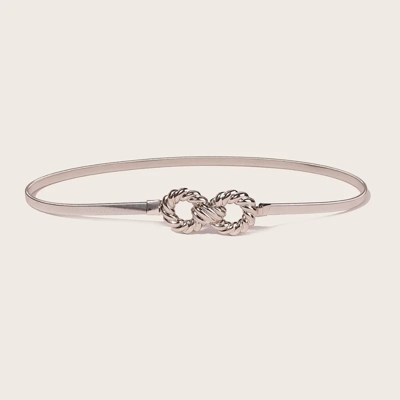 أحزمة سلسلة مطاطية ذهبية معدنية للسيدات، نمط كلاسيكي قابل للسحب، إبزيم دائري، إكسسوارات فستان سلسلة الخصر الأنيقة