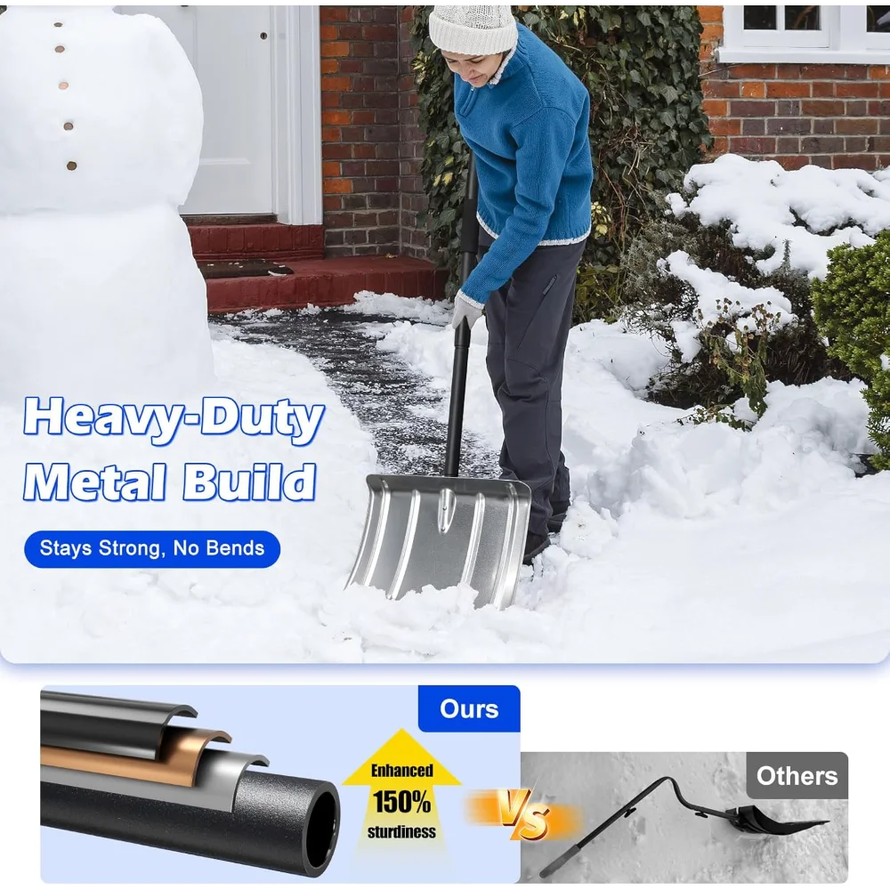 70インチの頑丈なアルミ製除雪シャベル、車道用の幅広ブレードと人間工学に基づいたハンドル