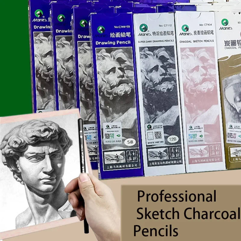 professional sketch carvao lapis desenho caneta linha fina preta b hb 2b 4b 6b 8b 12b 12 pcs set 01