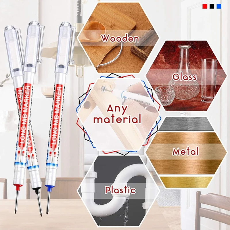 ปากกามาร์กเกอร์ติดจมูกยาว6ชิ้น, ปากกามาร์กเกอร์กันน้ำมีรูเจาะลึก