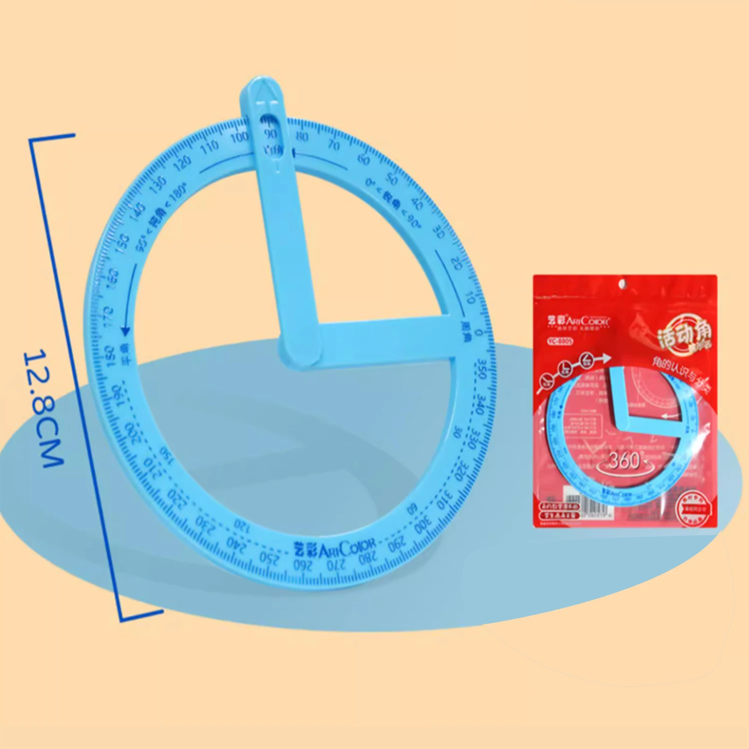 360-degree Movable Angle Protractor Mathematical Angle Drawing Tool Stainless Steel Double Side Straight Ruler Measuring Tool