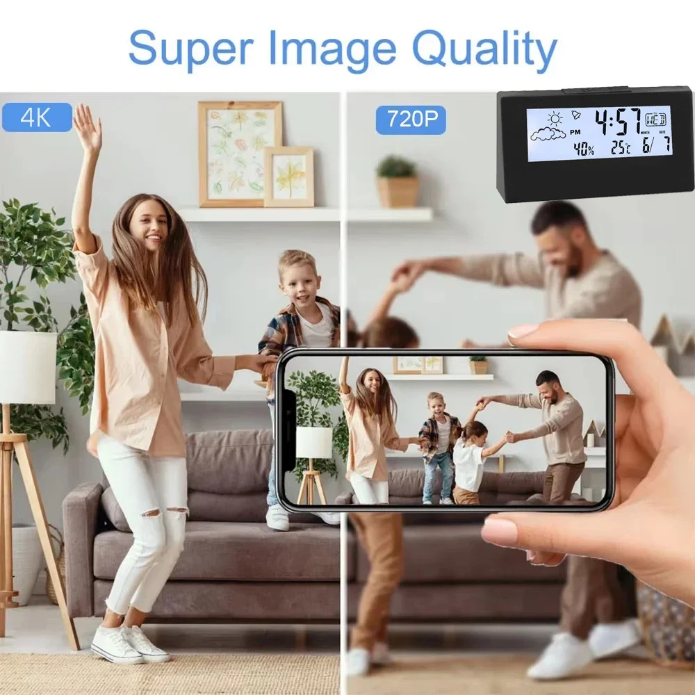 Brand New 4KHD Mini Clock Camera, Supporting Remote Viewing, Motion Detection, Loop Recording, and Home Nanny Style Mini Camera view 2