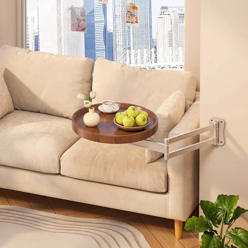 Foldable side table wall hanging small round table balcony sofa side shelf