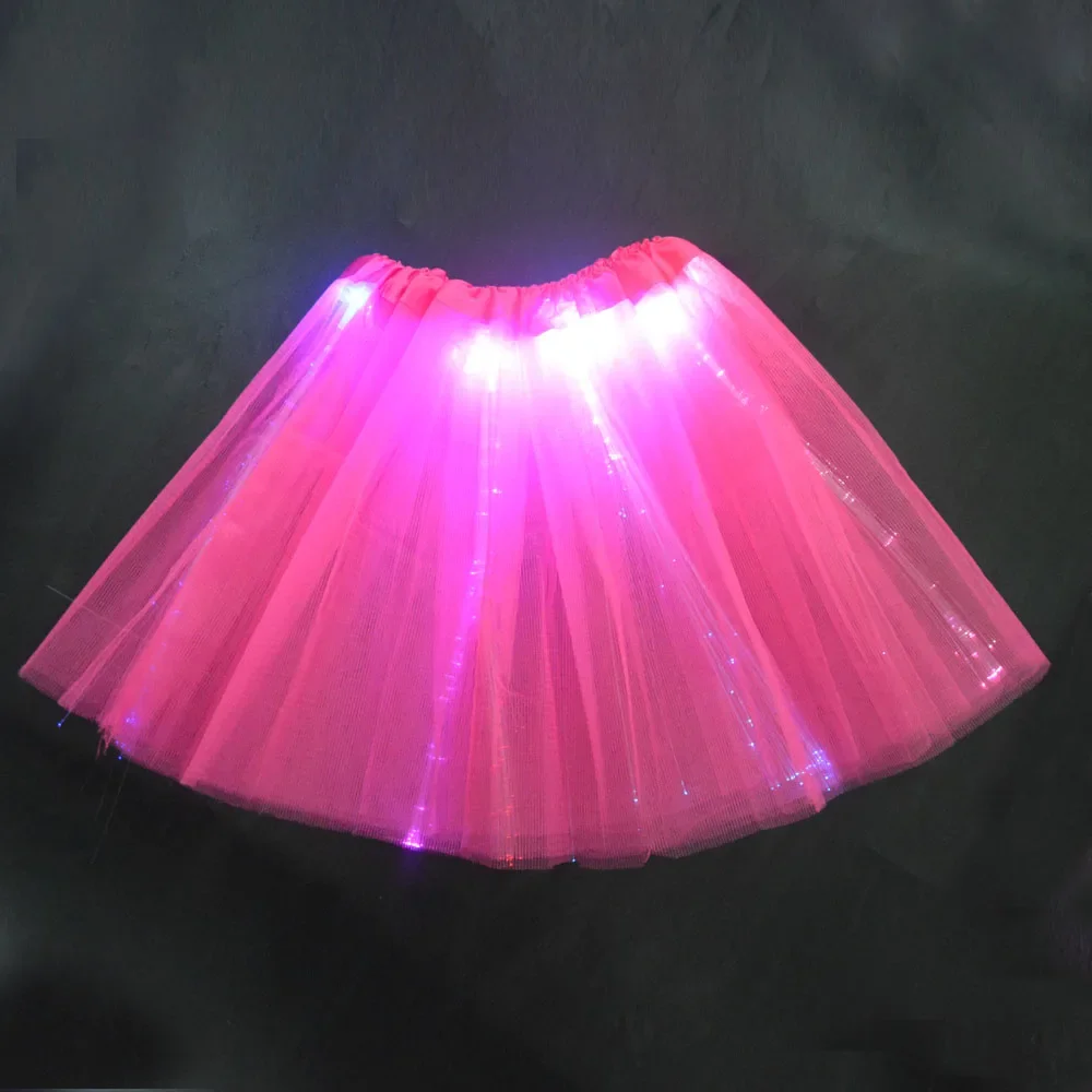 Jupe Tutu Lumineuse en Tulle pour Fille, en Fibre Optique, Couches, pour ixd'Anniversaire, Noël, Festival d'Halloween