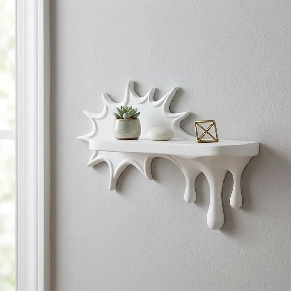 3D Printed Burst Dripping Shape Wall Shelf Irregular Shape Wall-Mounted Melting Display Rack Artistic Plastic Decorative Shelf