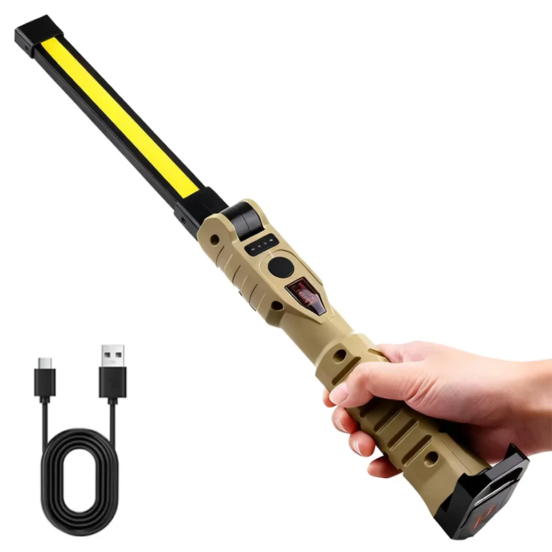 【Multifunctional Camping Light 】Foldable Rechargeable COB LED Work Light Handheld Flashlight Lamp Torch 7 Modes for Car Repair
