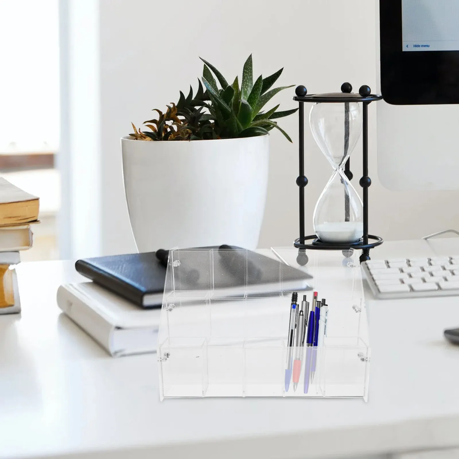 Premium Clear Acrylic Pen Holder Display Stand for Pens Pencils Markers Brushes Art Supplies Office School Stationery Organizer