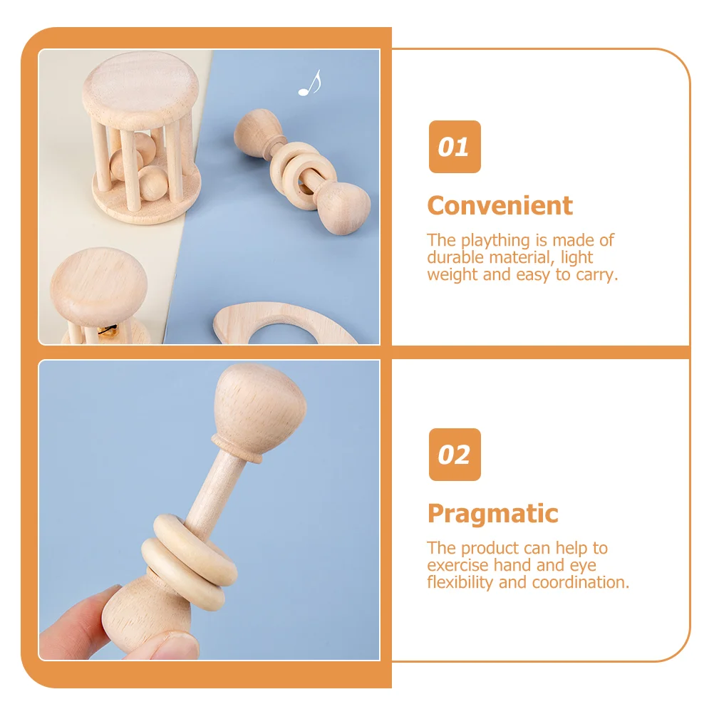 4 Pcs Wrist Rattles for Babies 0- 6 Months The Bell Infant Toys Baby Boy Boys Wooden Portable