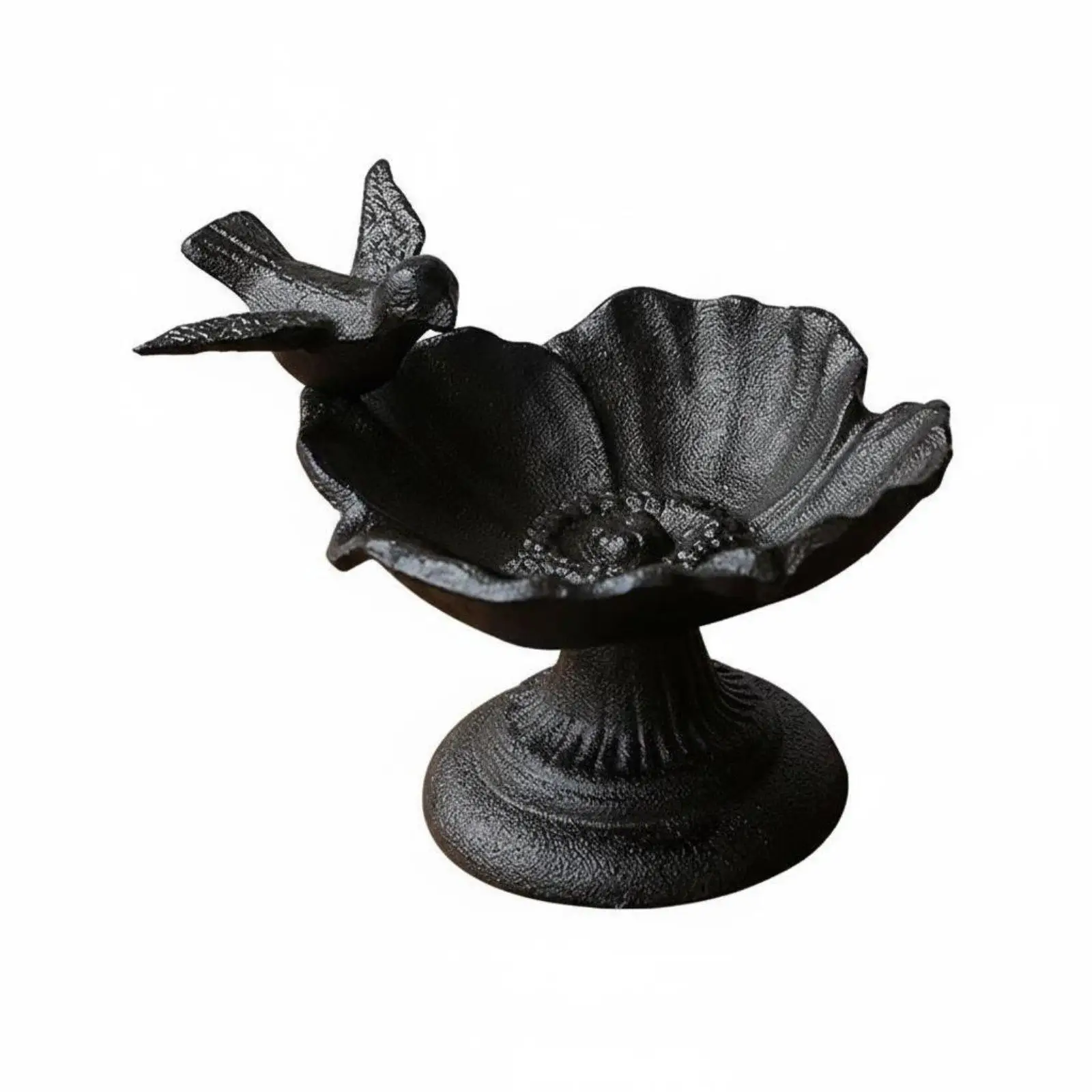 Vintage Flower Bird Feeder Construction Cast Metal Avian Bath Weather-Resistant