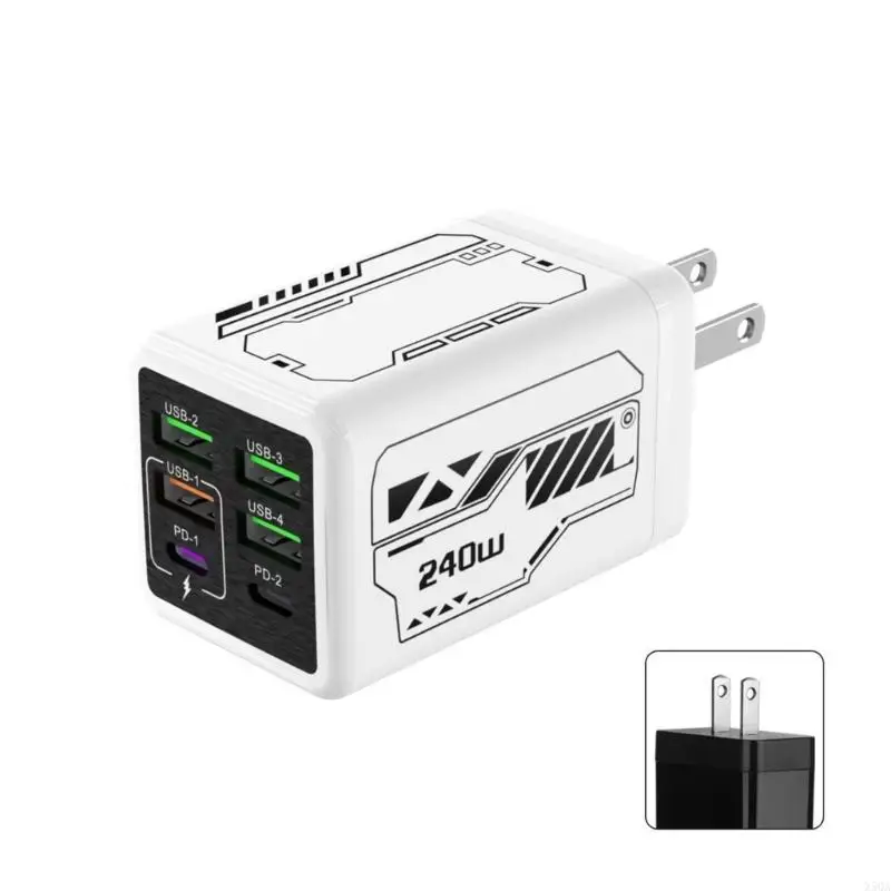 Small 240W Wall Having 6 Outlets For Quick Charging Several Phones And Tablets Together