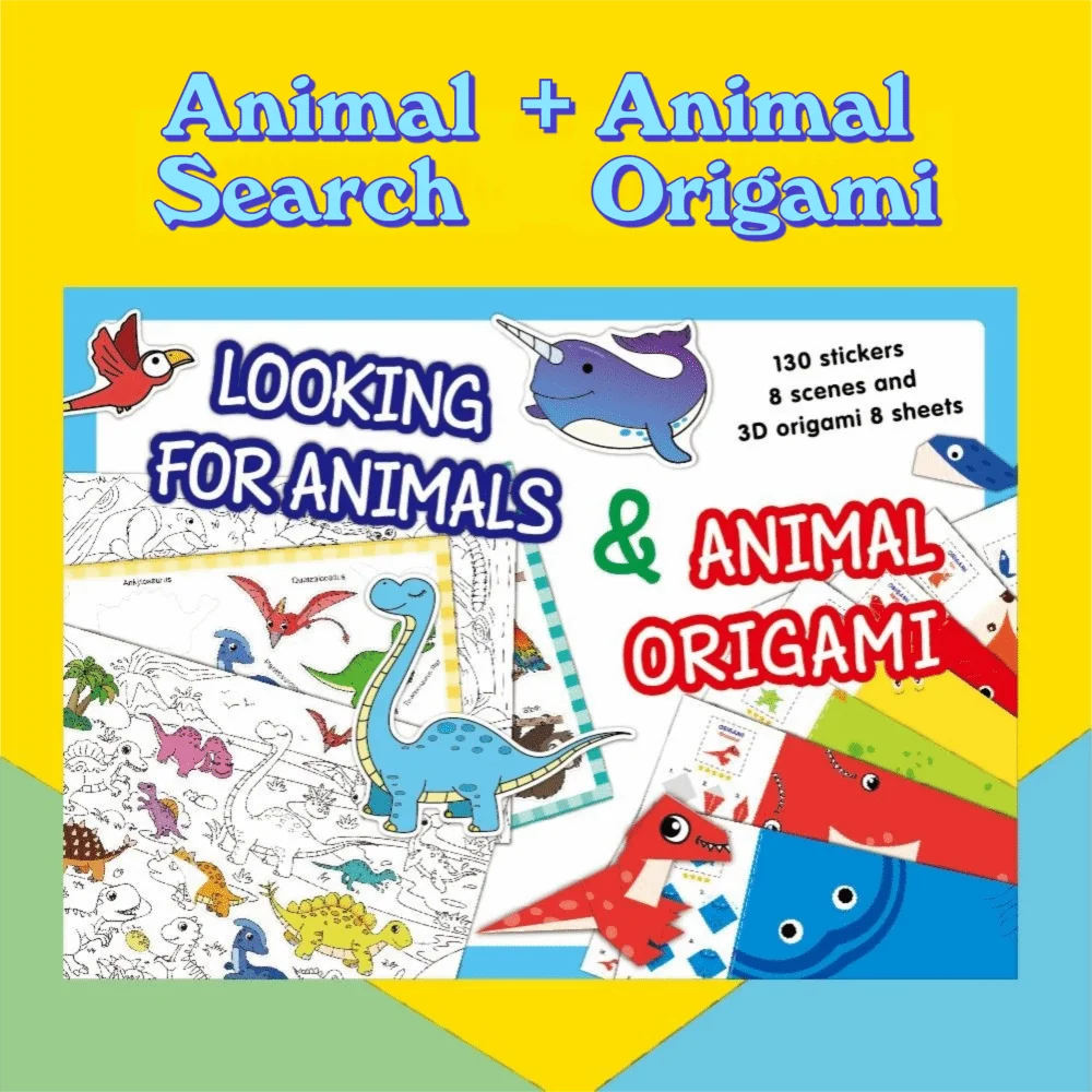 

Creative Search Find Sticker Book Cartoon Animal Interactive 3D Origami Books Funny Paint By Numbers