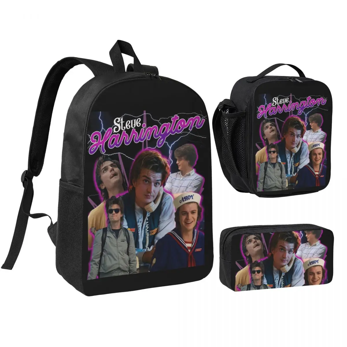 3pecs/set Steve Harrington Backpack for Teenage Back To School Canvas Bags Lunch bag Pencil Case