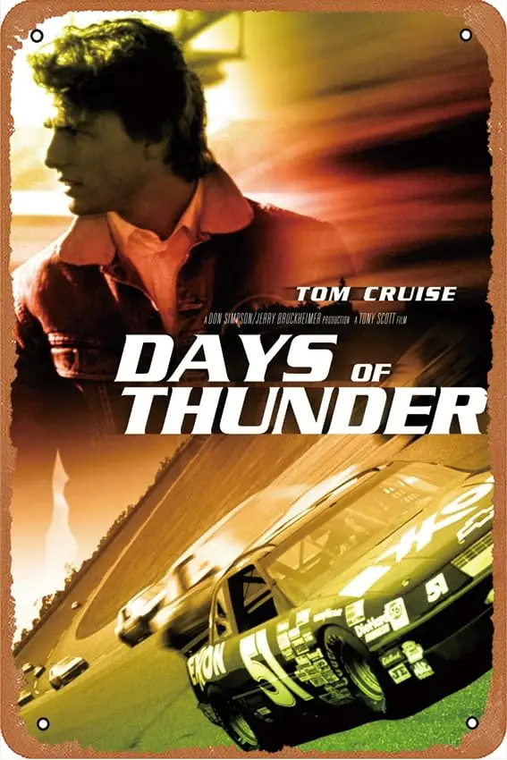 Days of Thunder movie poster Vintage Metal Tin Sign for Men Women,Wall Decor for Bars,Restaurants,Home,Cafes Pubs,12x8 Inch