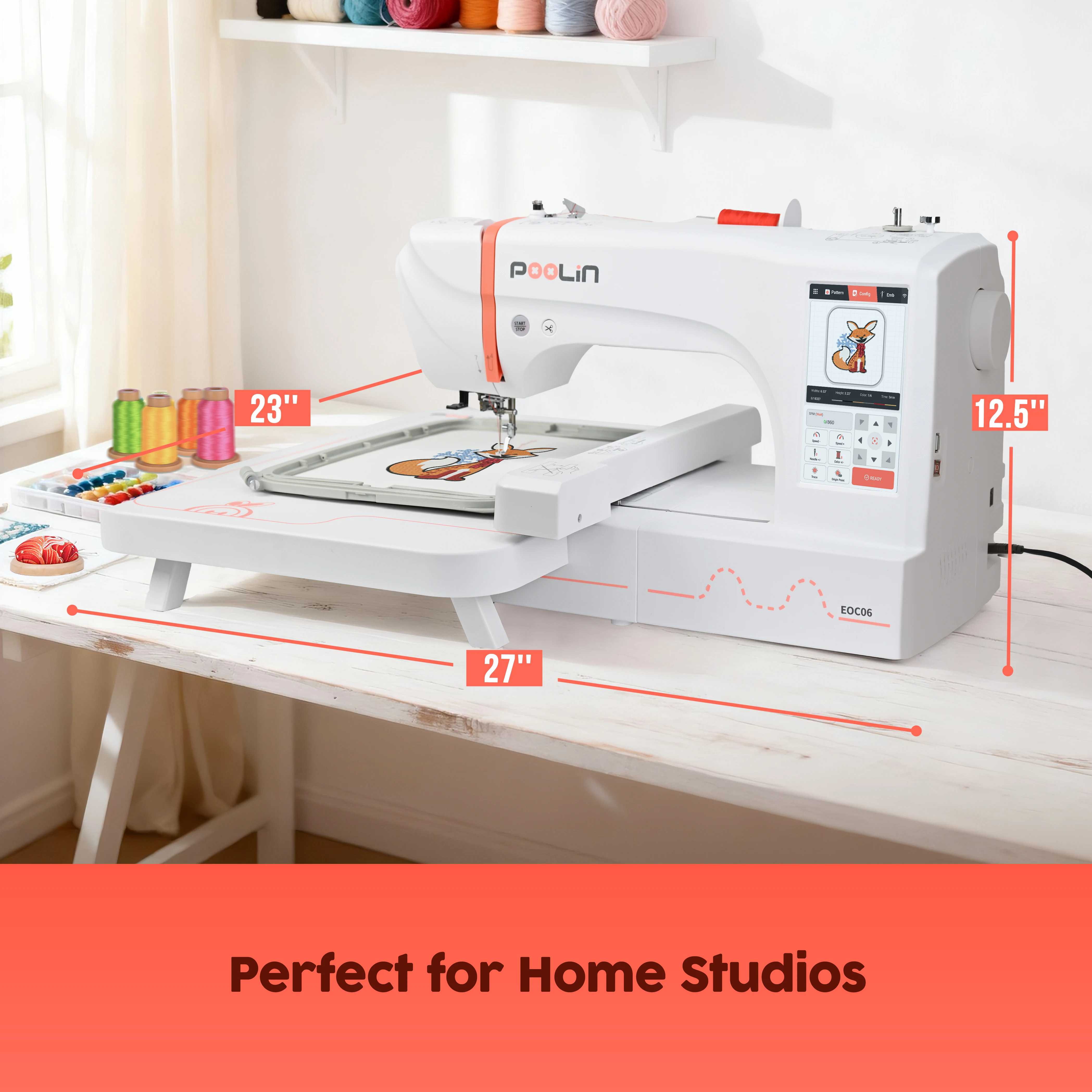 PooLin EOC06 Cheap Price Single Head Computerized Embroidery Machine With Large Area Embroidery for Embroidery Business For BAI