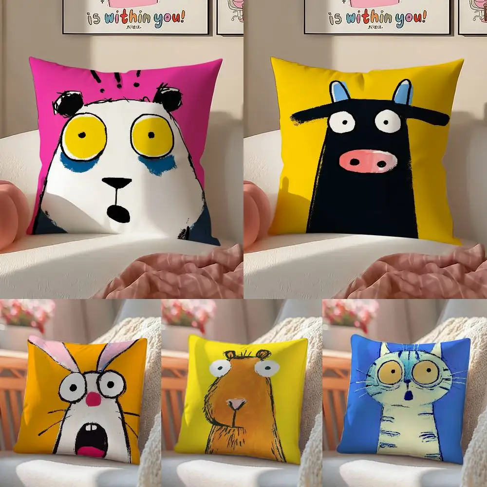 Animals Pillow Case Anti-dustmite Pillowcase Invisible zipper silky Sofa cushion cover