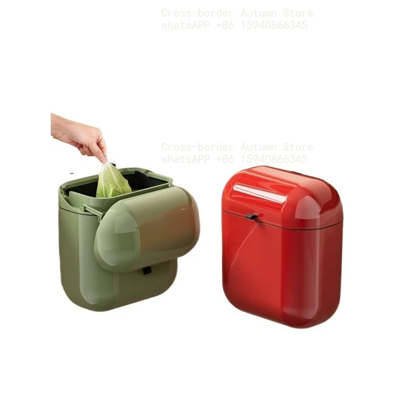 Kitchen trash can hanging household with cover no bending high value toilet bathroom wall hanging