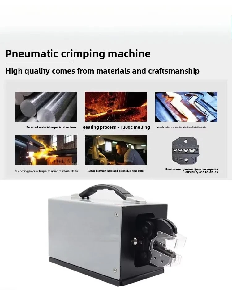 Pneumatic crimping pliers 0.25-35 square tube type pre-insulated cold pressing terminal multi-functional  machine