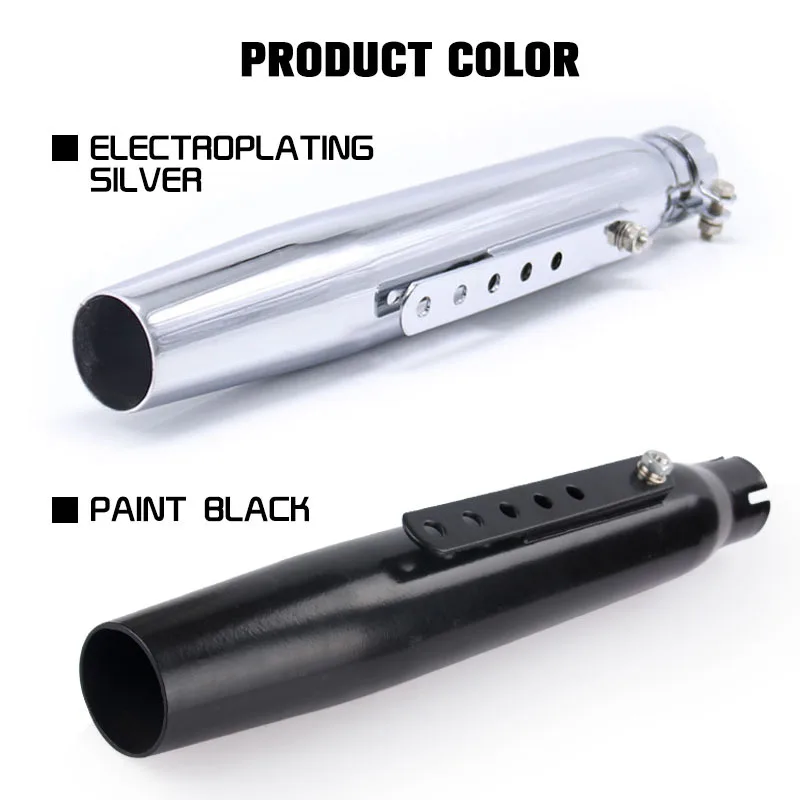 Universal Motorcycle Cafe Racer Exhaust Mufflers Silencer Pipe Motorbike Exhaust System Black / Silver Innovative