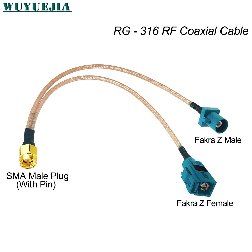 Y Type SMA Male to Fakra Z Male+Z Female 50 ohm Connector RG-316 RF Coax Pigtail Cable WIFI Router Antenna Extension Cord Jumper
