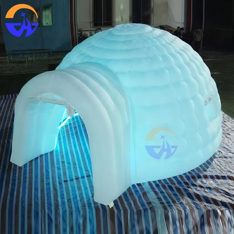 

Светодиодная ночная купольная палатка Иглу, белый материал Оксфорд, надувная палатка для вечеринки на заднем дворе