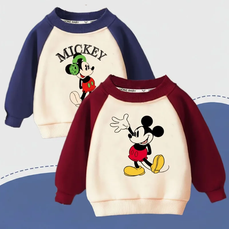 Cartoon Printed Spring Fall Boys Casual Tops Kids O Neclk Spliced Long Sleeve Hoodies Child Fashion Sweatshirts Sport Pullovers