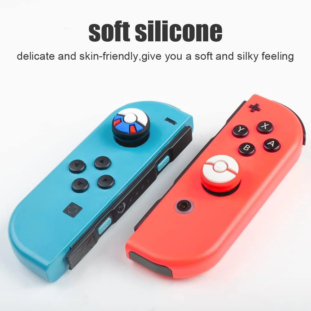 Capuchons de poignée de pouce analogiques en silicone de dessin animé, housse de protection, compatible avec Nintendo Switch OLED, Switch Lite,