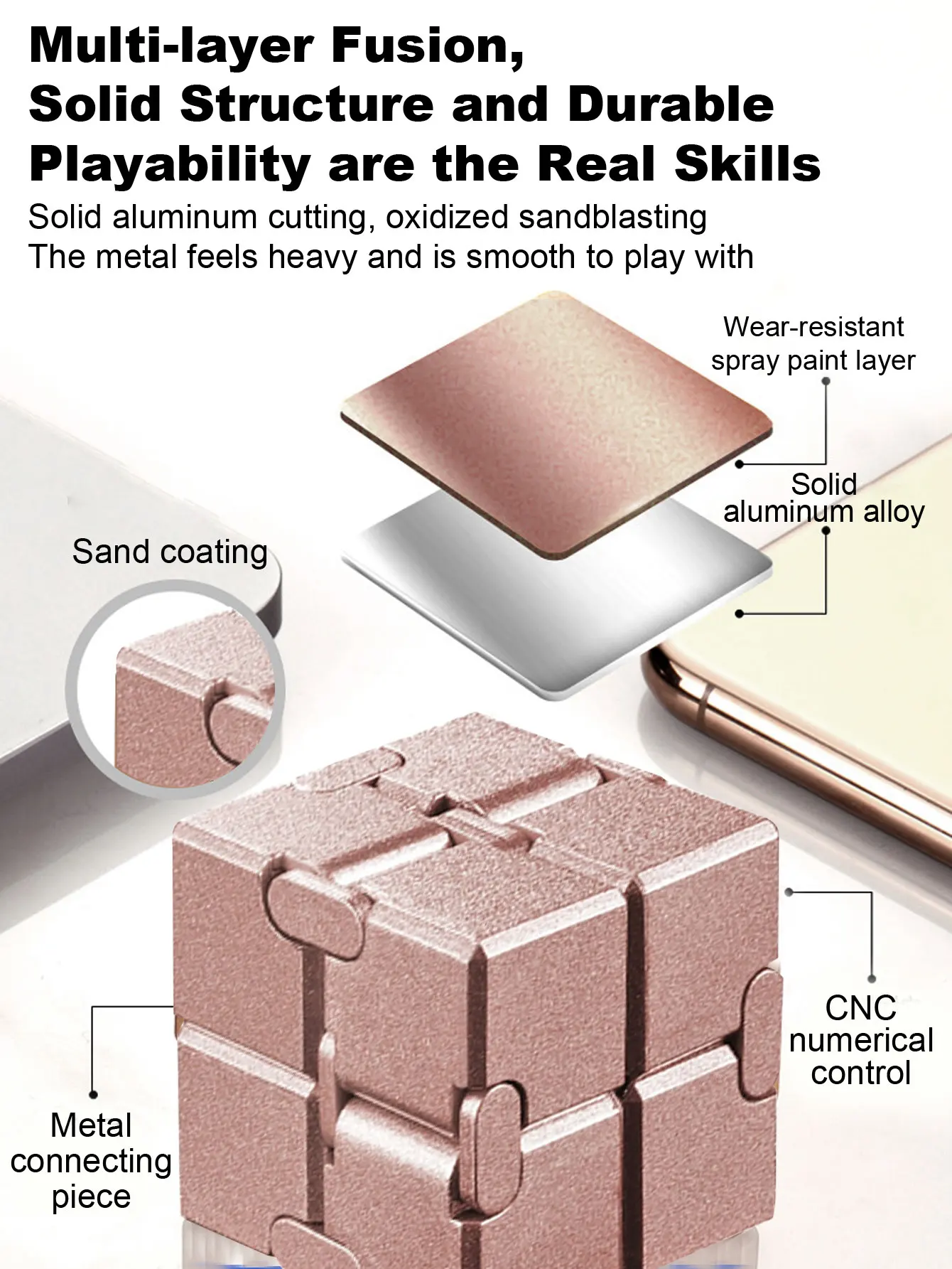 Brinquedos de dedo Fidget - Infinity Cube Prime para alívio do estresse e ansiedade, presentes sensoriais ultra duráveis para adultos e adolescentes