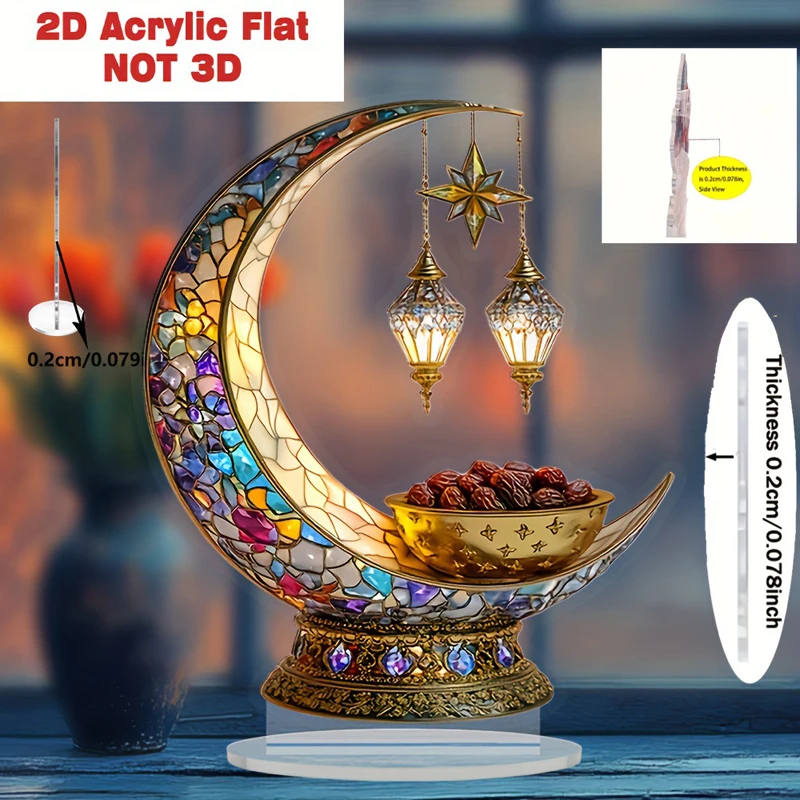 8 Styles Ramadan Ornament Festival 2D Acrylic Moon Castle Crafts Home Decoration Eid Al-fitr Mubarak Islamic Muslim Party Gifts