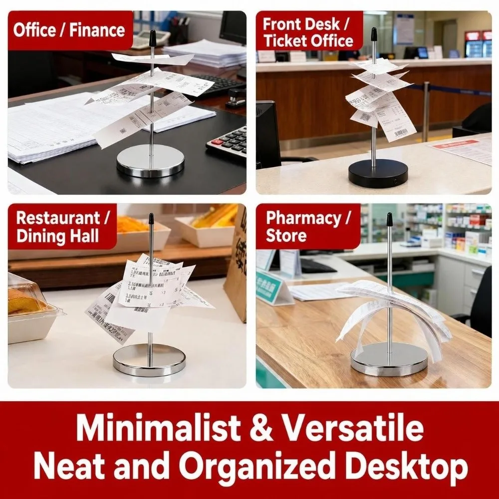 1/2Pcs Metal Receipt Ticket Spike Holder Non-slip Multifunctional Paper Bill Fork Receipt Ticket Spike Stand Kitchen Counter