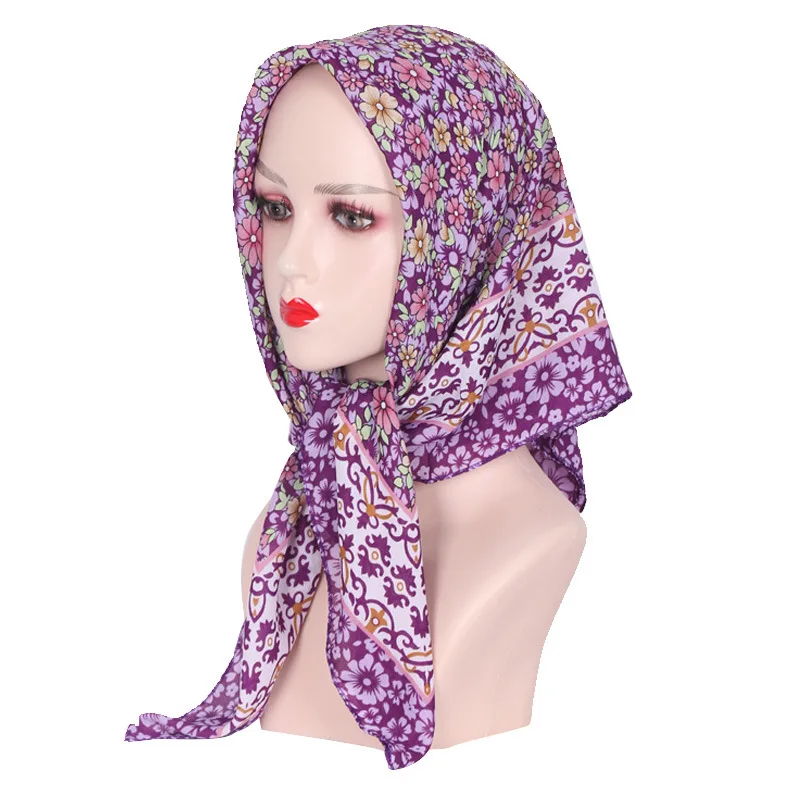 85*85cm Women Pastoral Style Floral Print Bandana Russian Square Scarf Ethnic Shawl Female Head Wraps Headband Scarves