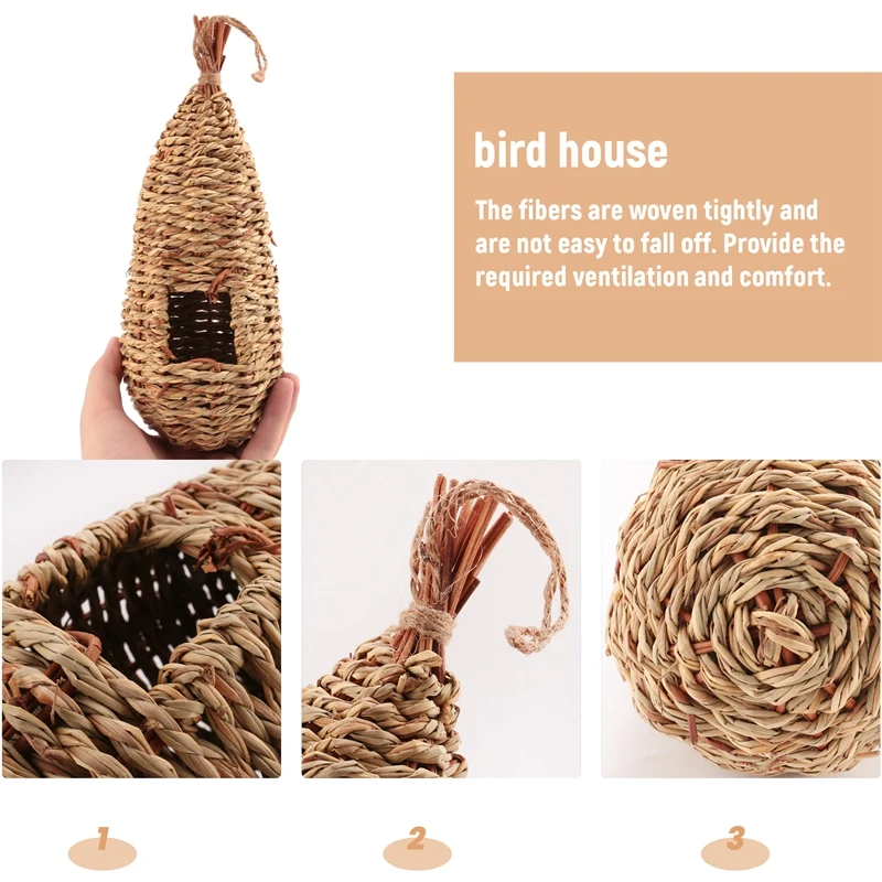 عش منسوج يدويًا للطيور المعلقة في الهواء الطلق ، يبتلع تربية ، بيوت عشب العشب ، حديقة