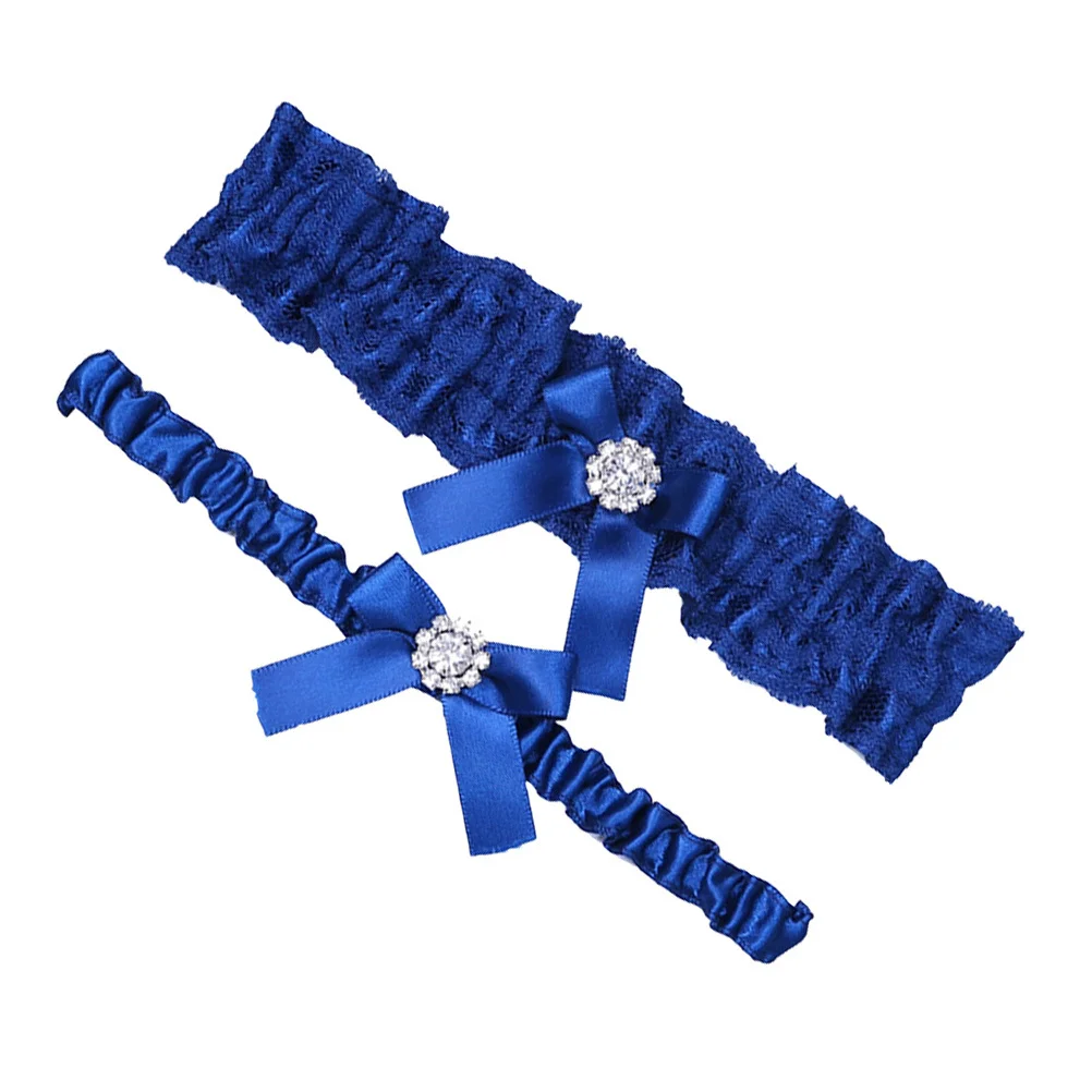 1Set Blue Bowknot Lace Garters Bridal Wedding Leg Decoration High Quality Cloth Exquisite Elegant Women Garter