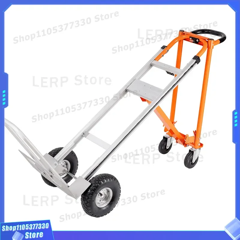 350kg Aluminum Folding Trolley 3 in 1 Multi Function Hand Truck with Air Cushion Wheels Heavy Duty Cart for Moving Goods