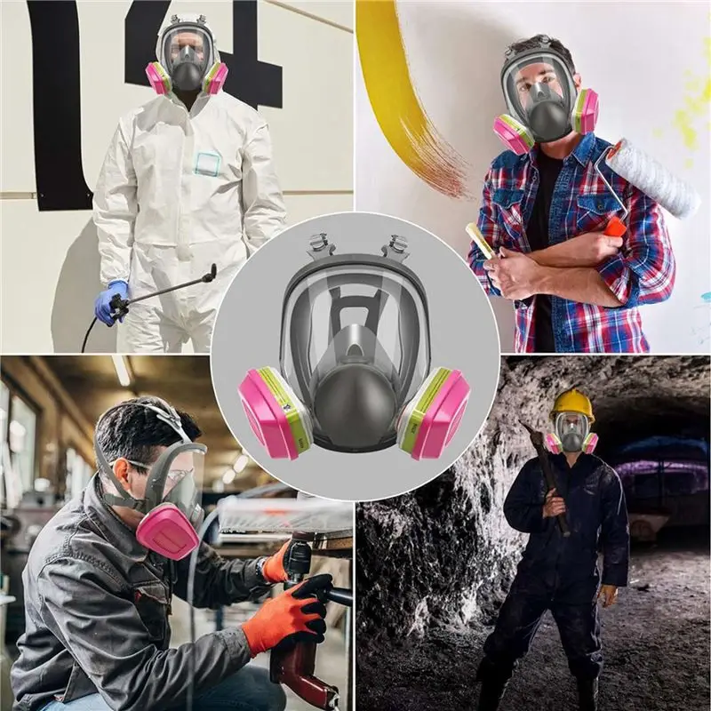 ABZZ-2X Full Face Respirator Mask, 6800 Reusable Respirator Mask With Filters, Anti-Fog, Organic Vapor Respirator view 4