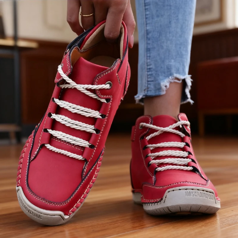 

Новинка 2024, осенние кожаные женские ботинки ручной работы, дизайнерские кроссовки, мужские дышащие повседневные мягкие туфли, мужские ботильоны, уличные лодки