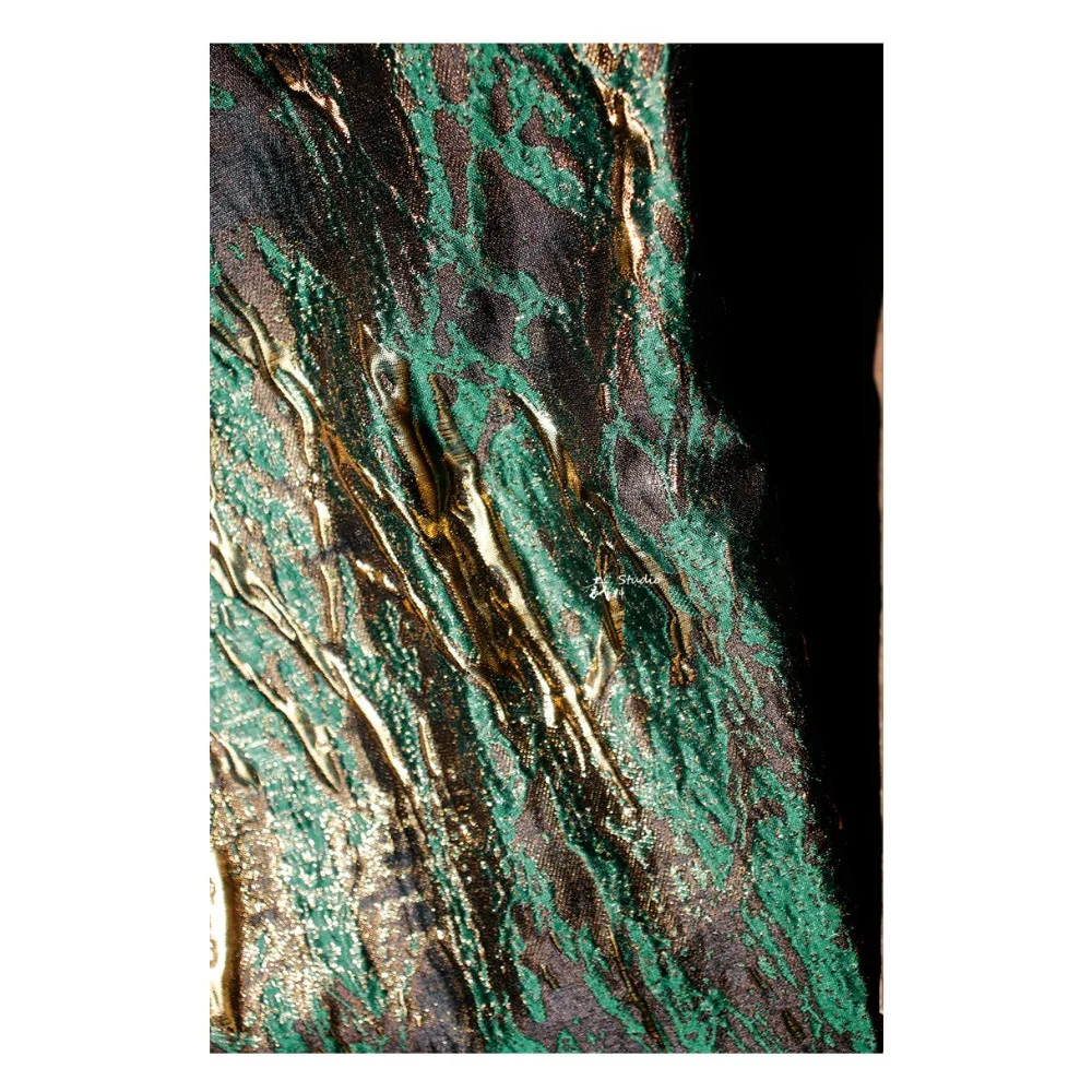 

Medium Dark Green Gold 3D Texture Glossy Jacquard Fabric Creative Clothing Designer Fabric DIY Apparel Sewing Supplies