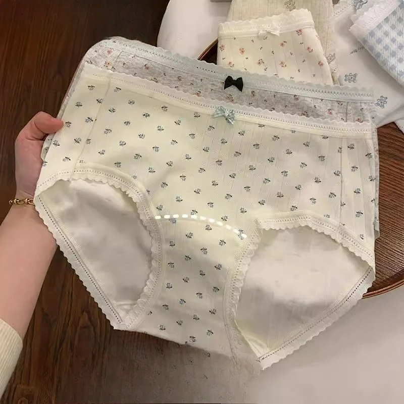 

Трусики женские из чистого хлопка класса A, детские хлопковые милые цветочные трусы 10А, бактериостатические хлопковые летние тонкие трусы, удобные дышащие