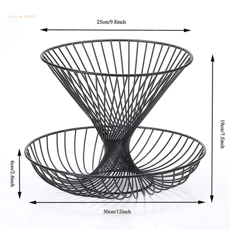Para criativo moderno 2 camadas armazenamento metal expositor tigela cozinha frutas bask dropship