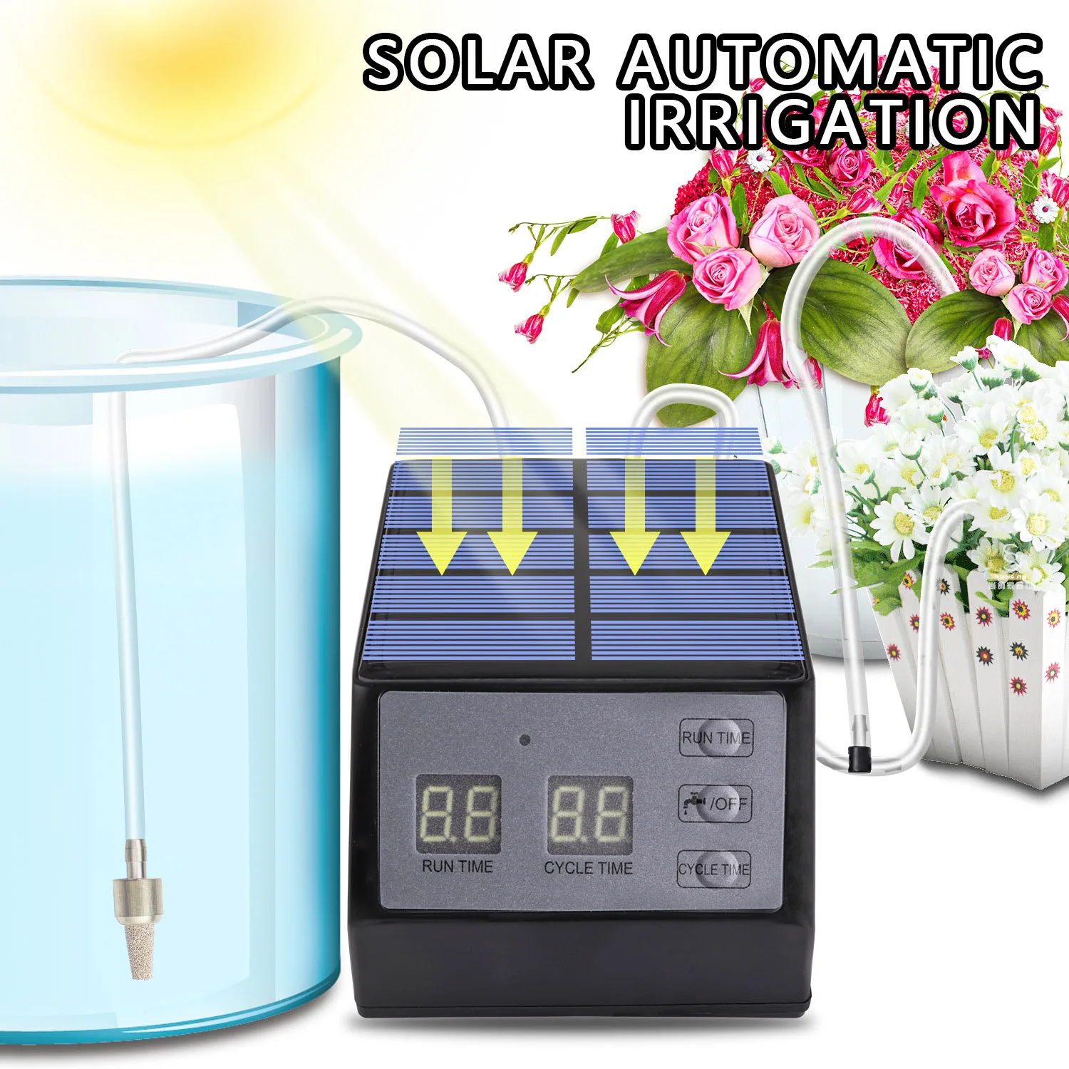 

Solar Automatic Drip Irrigation Kit Smart Timed Potted Plant Watering Device Built-In 2000mah Battery Suitable For Garden Indoor