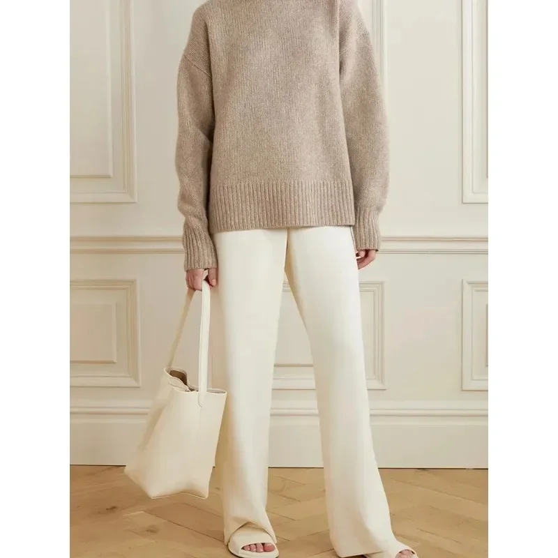 Classic Cashmere Blend Sweater for Women, Loose and Wide Knit, Luxury Pullovers, Kendall Same, Classic, Autumn and Winter, 2024